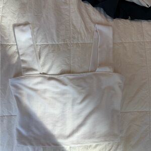 Free People White Ribbed Tank